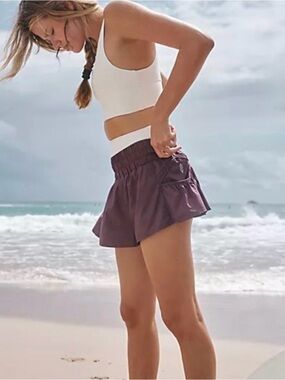 Free People Movement High-Waist Shorts, Women’s Plum Color. Size Small
